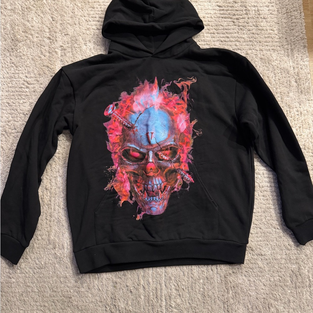 VLONE Black Hoodie with Blue and White Lettering - Picture 7 of 10